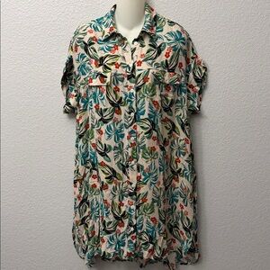 Lost + Wander Luau On The Beach Resort  Seascape Tunic Shirt Dress Vacation Size